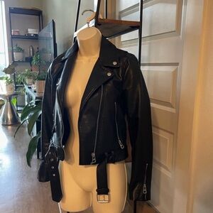 Zara Black Leather Moto Jacket